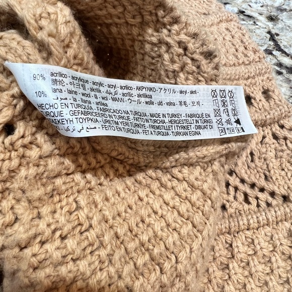ZARA Taupe Brown Wool Blend Knit Sweater Medium - Picture 8 of 10
